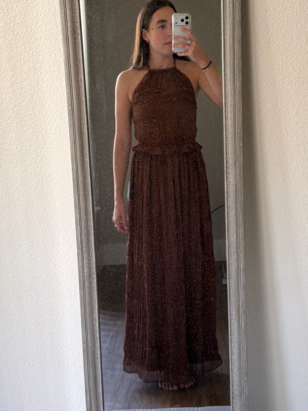 Lulu's Chocolate Brown Halter Maxi Dress